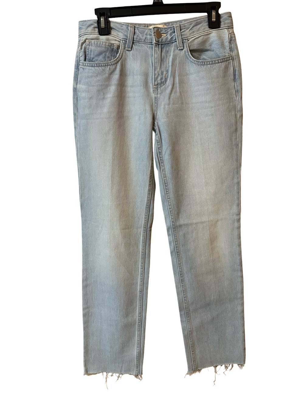 L'AGENCE Light Blue Straight-Leg Jeans with Raw Hem Cotton Size 24 Casual